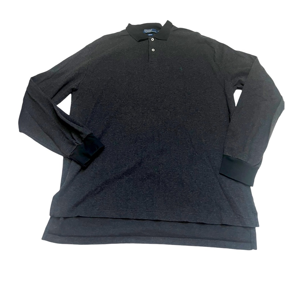 Polo Ralph Lauren Men's Long Sleeve Polo, Solid dark gray long sleeve shirt  XL